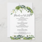 エレガントオールインワン グリーンフローラルアーチ ウェディング 招待状 (裏面)