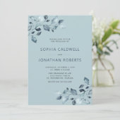エレガントオールインワン ダスティーブルー ユーカリ ウェディング 招待状 (スタンド正面)