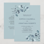 エレガントオールインワン ダスティーブルー ユーカリ ウェディング 招待状 (正面/裏面)