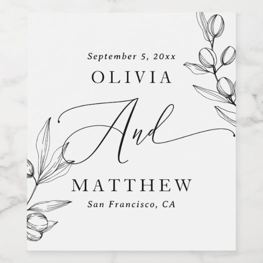 エレガントオ結婚リーブ | 植物文イタリアン字 ワインラベル (シングルラベル)