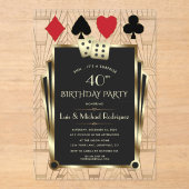 エレガントカジノロイヤルラスベガストランプのポーカー誕生日 アクリル招待状 (正面)
