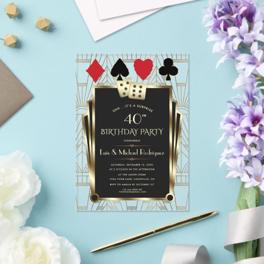 エレガントカジノロイヤルラスベガストランプのポーカー誕生日 アクリル招待状 (インサイチュ (ウェディング))