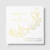 エレガントカスケーディングゴールド離れフォイルフォト結婚ズ ゲストブック (正面)