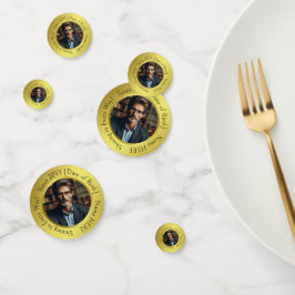 エレガントカスタマイズ写真すべて大事な行事輝く金ゴールド コンフェッティ