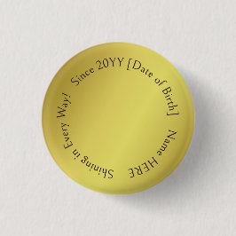 エレガントカスタマイズ写真輝く金ゴールド全大事な行事 缶バッジ