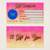 エレガントカスタマイズ可能なギフト券 (正面&裏面)