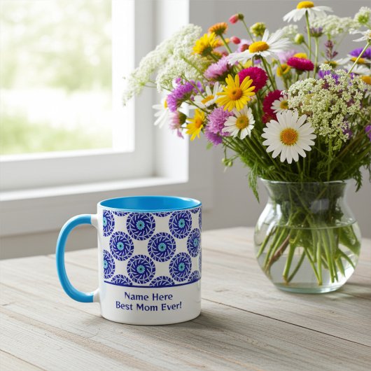 エレガントカスタマイズ青の悪の目の幾何学的パターン マグカップ