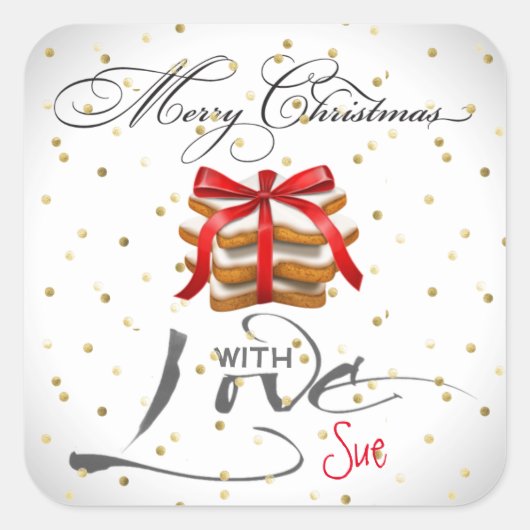 エレガントカスタマイズChristmas Cookie Giftスタンプ スクエアシール (正面)