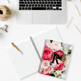 エレガントカスタムイニシャルレターRバラモノグラム ノートブック