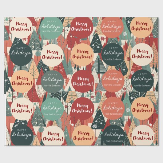 エレガントカスタムクリスマス ラッピングペーパー (フラット)
