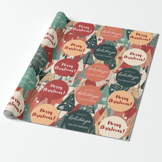 エレガントカスタムクリスマス ラッピングペーパー (アンロールド)