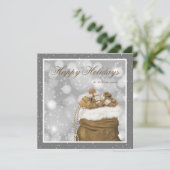 エレガントカスタムグレイ金ゴールドスノーハッピーホリデーカード シーズンカード (スタンド正面)