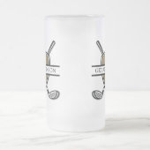 エレガントカスタムゴルフモノグラムデザイン フロストグラスビールジョッキ (中央)