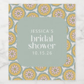 エレガントカスタムサージグリーンフローラブライダルシャワー ワインラベル (シングルラベル)