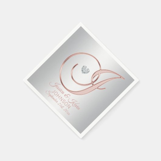 エレガントカスタムシルバーグレイバラ結婚金ゴールドのナプキ スタンダードカクテルナプキン (角)