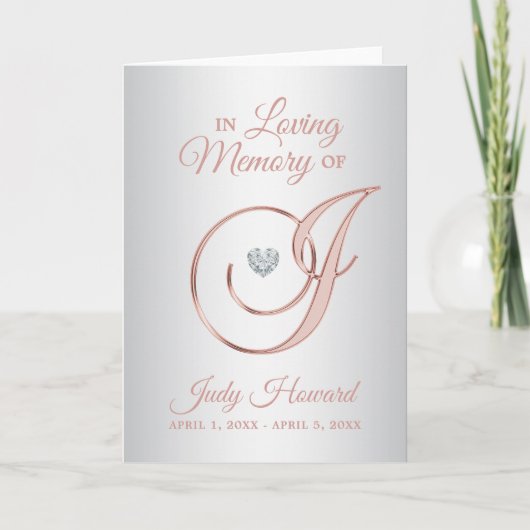 エレガントカスタムシルバーグレイバラ金ゴールド葬儀 サンキューカード (正面)