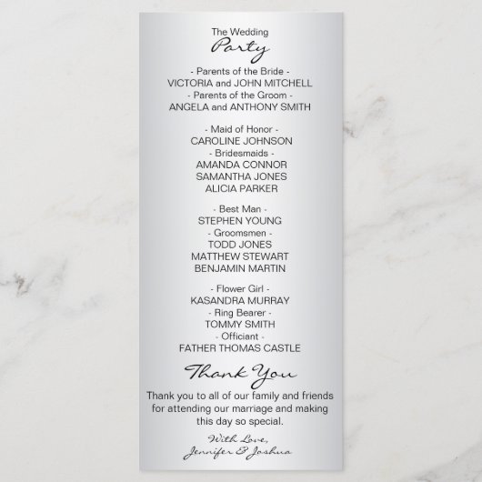 エレガントカスタムシルバーブラック結婚式 プログラム (裏面)