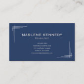 エレガントカスタムシルバーモノグラムネイビーブルービジネス 名刺 (正面)