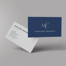 エレガントカスタムシルバーモノグラムネイビーブルービジネス