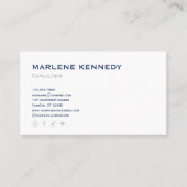 エレガントカスタムシルバーモノグラムネイビーブルービジネス 名刺 (正面)