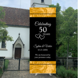 エレガントカスタムシンプル金ゴールド50周年記念パーティー 伸縮バナー