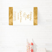 エレガントカスタムシンプル金ゴールド50周年記念パーティー 横断幕 (インサイチュ)