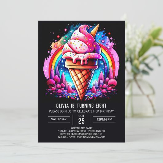 エレガントカスタムスクープ誕生日 招待状 (スタンド正面)