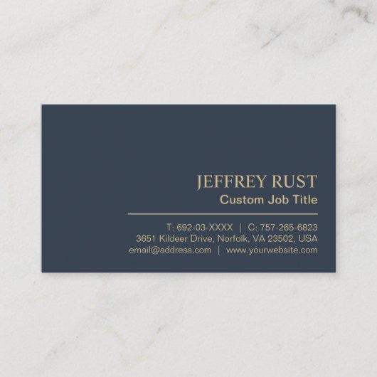 エレガントカスタムダークブルーミニマルプロフェッショナル 名刺 (正面)