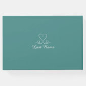 エレガントカスタムティール（緑がかった色）結婚ハートゲストブック ゲストブック (裏面)