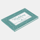 エレガントカスタムティール（緑がかった色）結婚ハートゲストブック ゲストブック (コーナー)