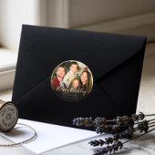 エレガントカスタムハッピーバースデー自分の写真を追加 ラウンドシール