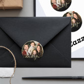 エレガントカスタムハッピーバースデー自分の写真を追加 ラウンドシール