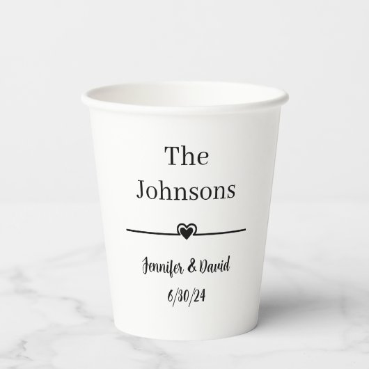 エレガントカスタムハート結婚写真 紙コップ (裏面)
