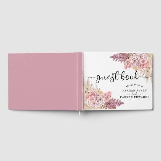 エレガントカスタムパンパスグラスフローラ結婚ズ ゲストブック (全面)