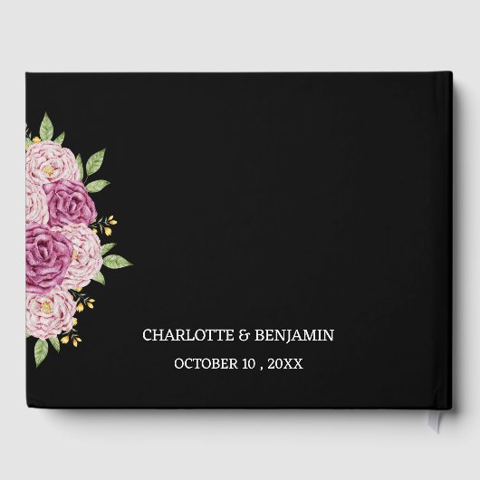 エレガントカスタムフォトブラック結婚ズ ゲストブック (裏面)