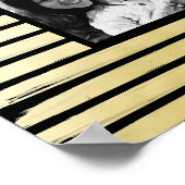 エレガントカスタムフォト黒金ゴールド絵を描箔ストライプの ポスター (角)