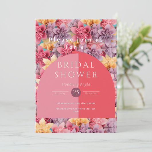 エレガントカスタムフローラブライダルシャワー 招待状 (スタンド正面)