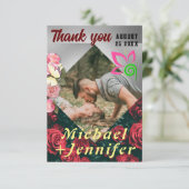 エレガントカスタムフローラ結婚写真 サンキューカード (スタンド正面)