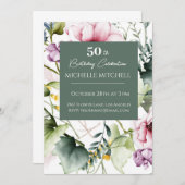 エレガントカスタムフローラ50誕生日 招待状 (正面/裏面)