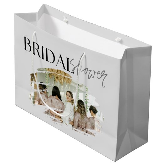 エレガントカスタムブライダルシャワー ラージペーパーバッグ (正面アングル)