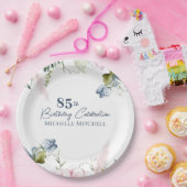 エレガントカスタムブルーピンク85誕生日 ペーパープレート (パーティー)