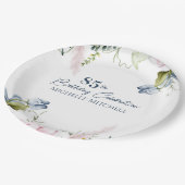 エレガントカスタムブルーピンク85誕生日 ペーパープレート (アングル)