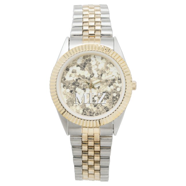 エレガントカスタムモノグラムグリッタールック 腕時計 (正面)