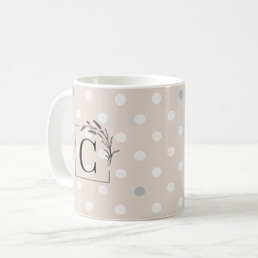エレガントカスタムモノグラムマグ – 結婚式の引き出物 コーヒーマグカップ (正面左)