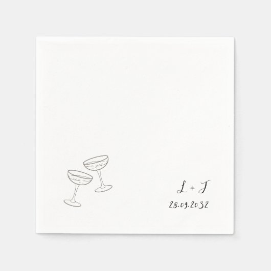 エレガントカスタムモノグラムワイングラス結婚ズ スタンダードカクテルナプキン (正面)