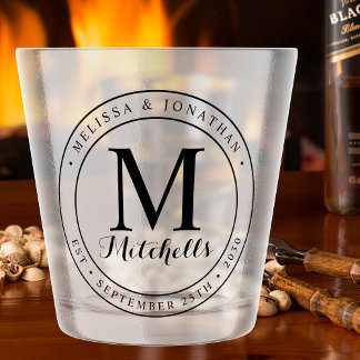エレガントカスタムモノグラム名結婚日付 ショットグラス