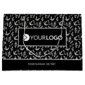 エレガントカスタム会社ロゴビジネスブラック ラージペーパーバッグ (正面)