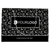 エレガントカスタム会社ロゴビジネスブラック ラージペーパーバッグ (裏面)