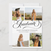 エレガントカスタム写真写真コラージュ卒業 案内状 (正面)