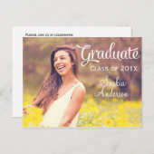 エレガントカスタム写真卒業 インビテーションポストカード (正面/裏面)